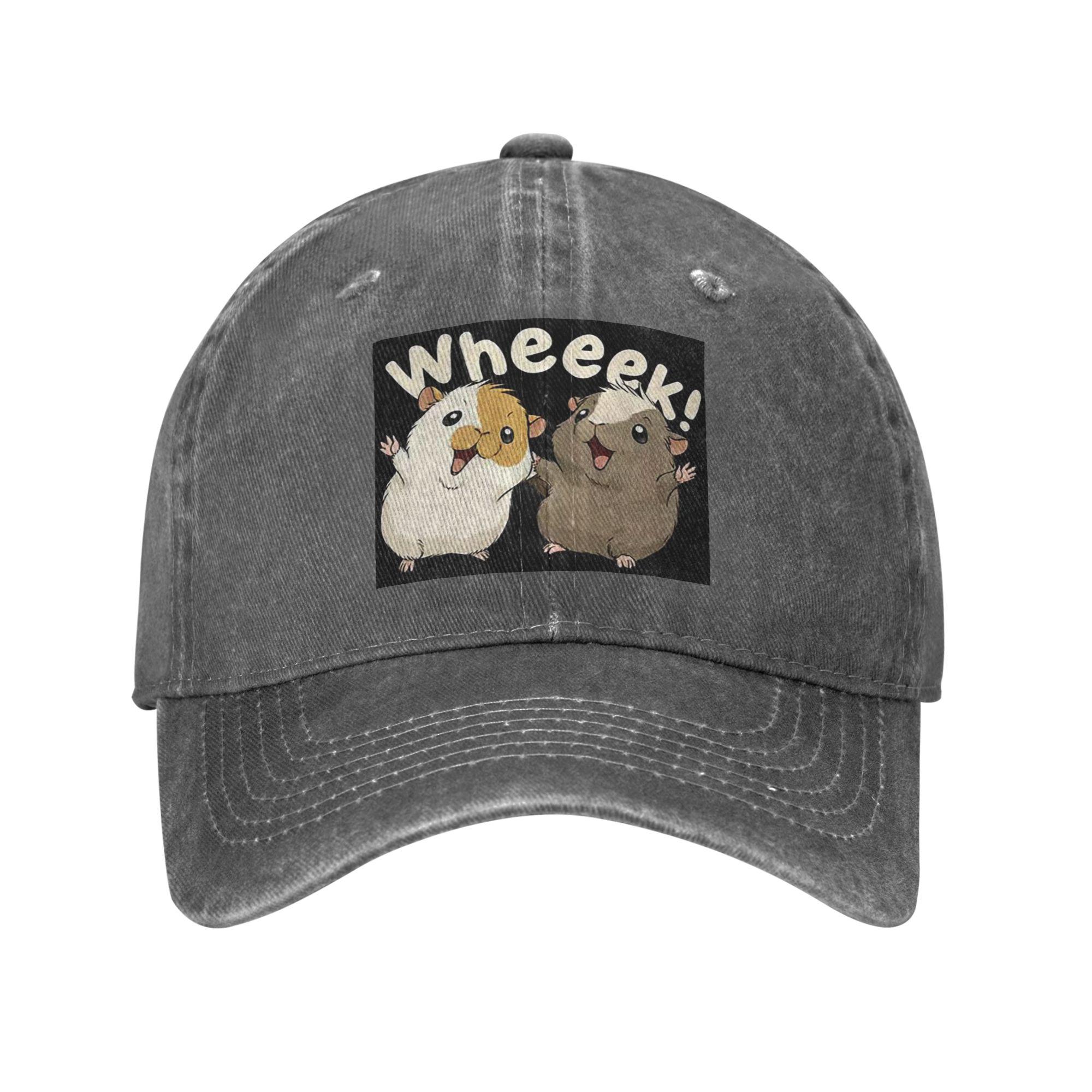 Happy Guinea Pig Denim Cap Casual Baseball Caps Adjustable Hat Summer Unisex Baseball Hats One Size