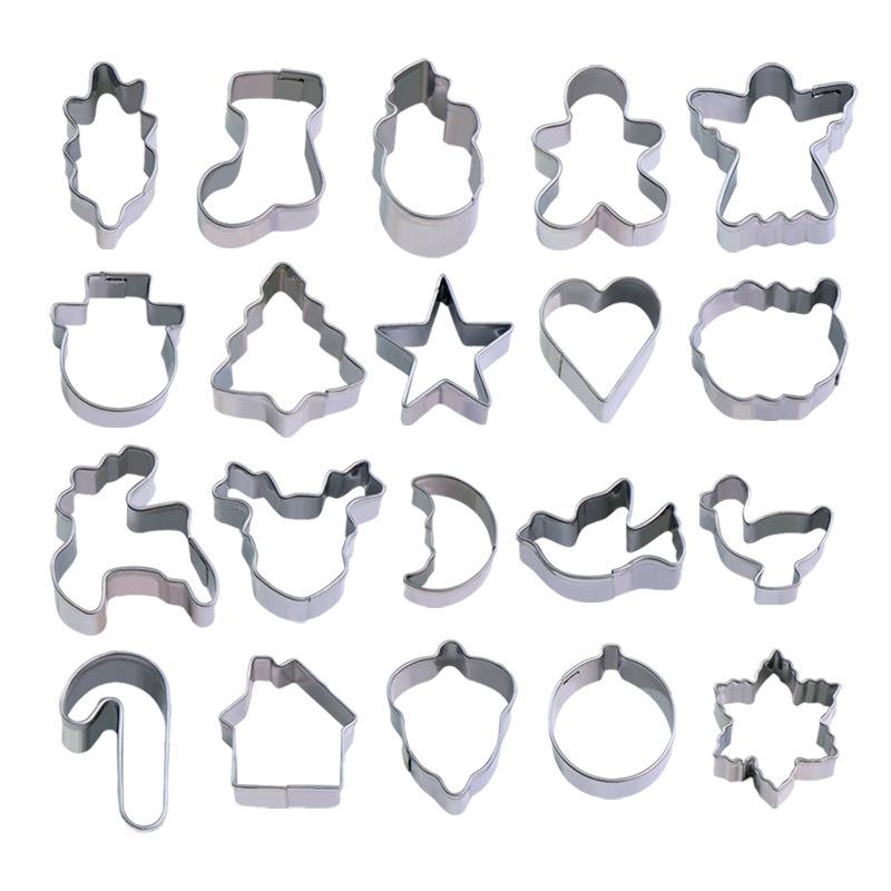 20-Piece Christmas Cookie & Cake Molds Set - DIY Stainless Steel Snowflake & Tree Designs