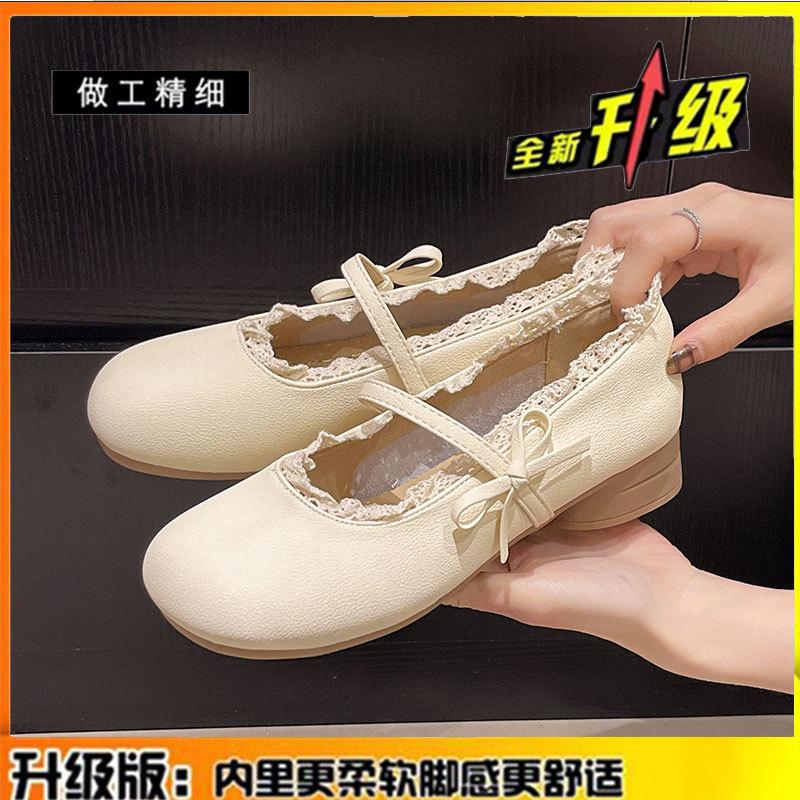 French Small Fragrant Wind Light Mouth Thick Heel Single Shoes Women's Leather Women's Shoes 2025 Spring and Summer New Versatile Retro Mary Jane Shoe