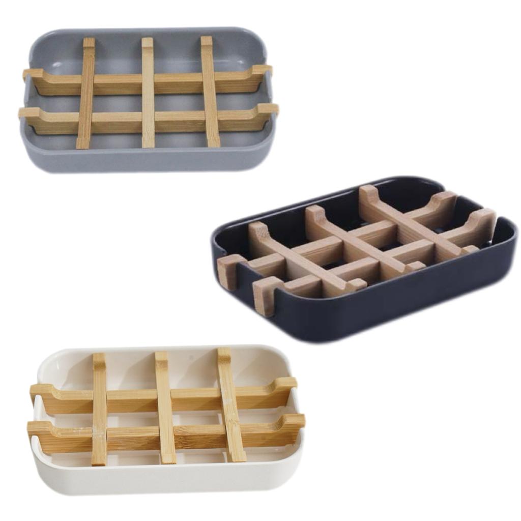 Bamboo Fiber Soap Box Biodegradable Bamboo and Wood Soap Storage Rack Home Bathroom Tabletop Drain Soap Rack Decoration