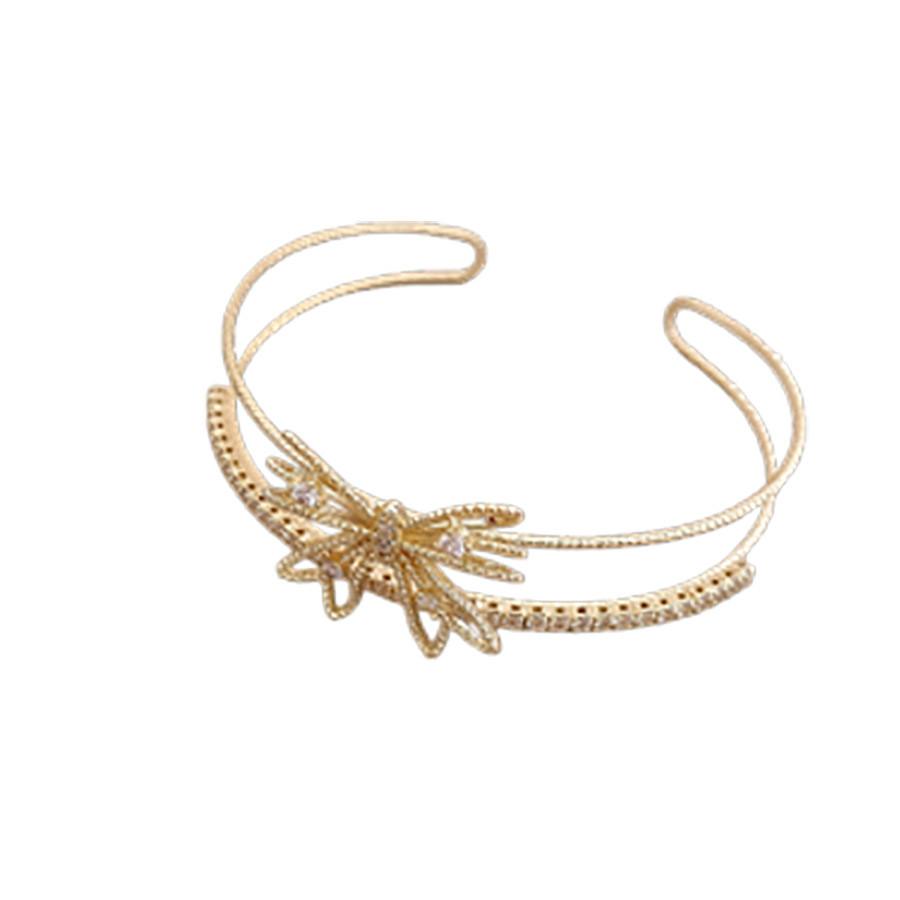 Vintage Zircon Butterfly Bow Layered Cuff Bracelet For Fashionable Women