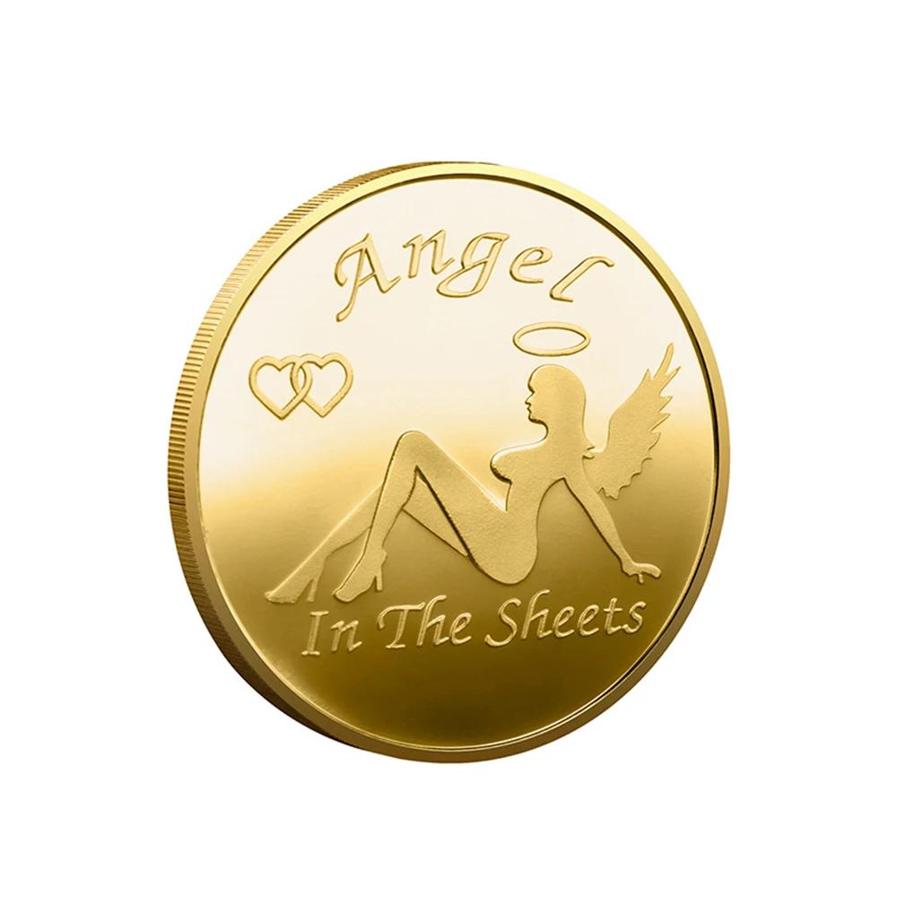 

Ангел/Дьявол Леди в простынях Памятная монета Коллекция Значок Домашнее украшение Ремесла Сувенир Настольный орнамент Подарок золотой