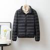 Double-layer fabric Lightweight women's hooded stand-up collar Winter duck down jacket Slim fit