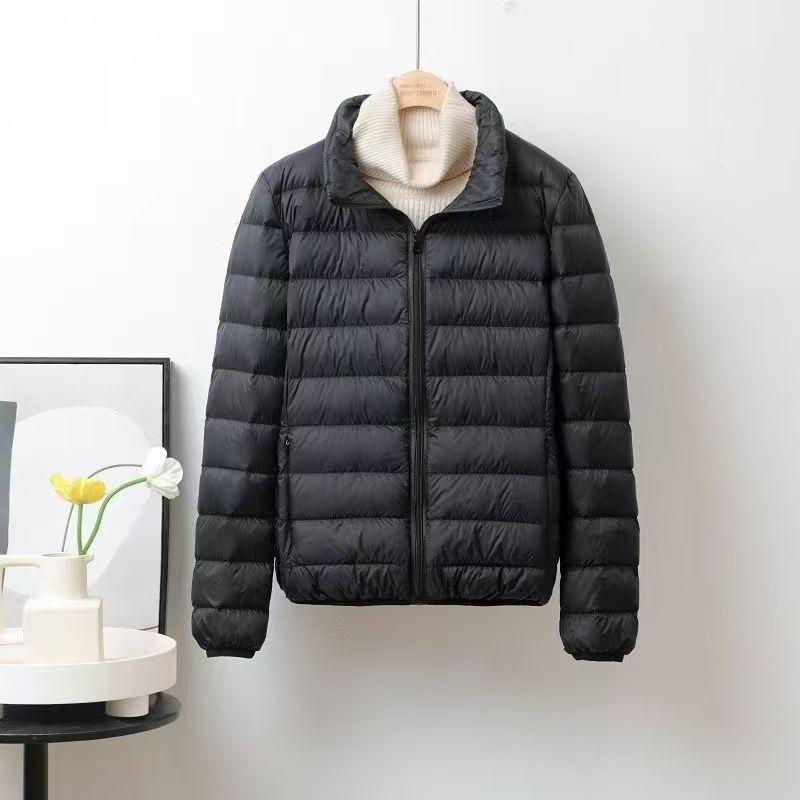 Double-layer fabric Lightweight women's hooded stand-up collar Winter duck down jacket Slim fit
