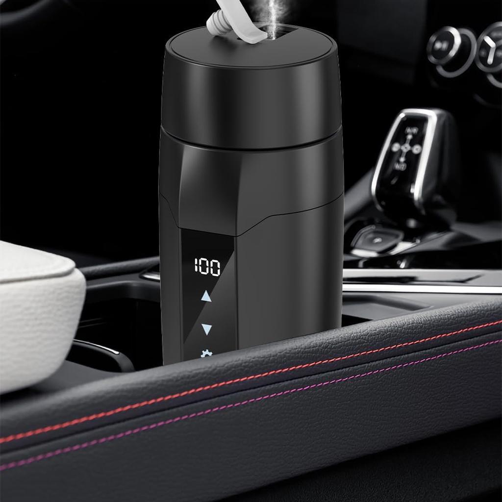 Portable Car Heating Cup, 350 ml Travel Electric Kettle, 304 Stainless Steel Liner Car Heated Mug, 40~100℃ Adjustable, 12V 80W Fast Boiling Bottle,