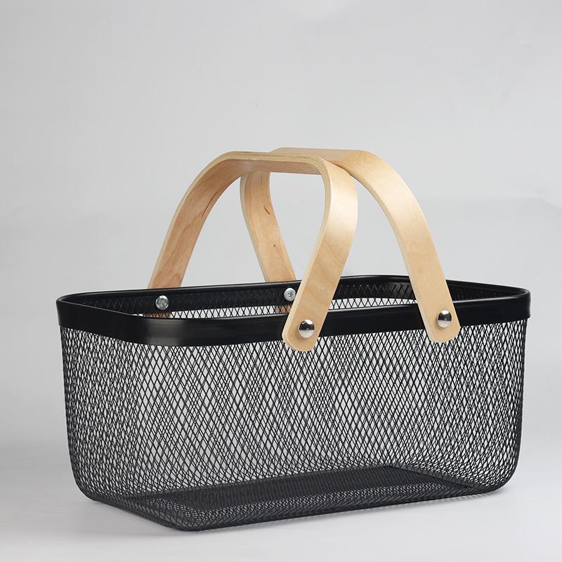 

Nordic Storage Basket Bathroom Storage Baskets Kitchen Vegetable Organize Basket with Handle Home Organization Accessories чорний