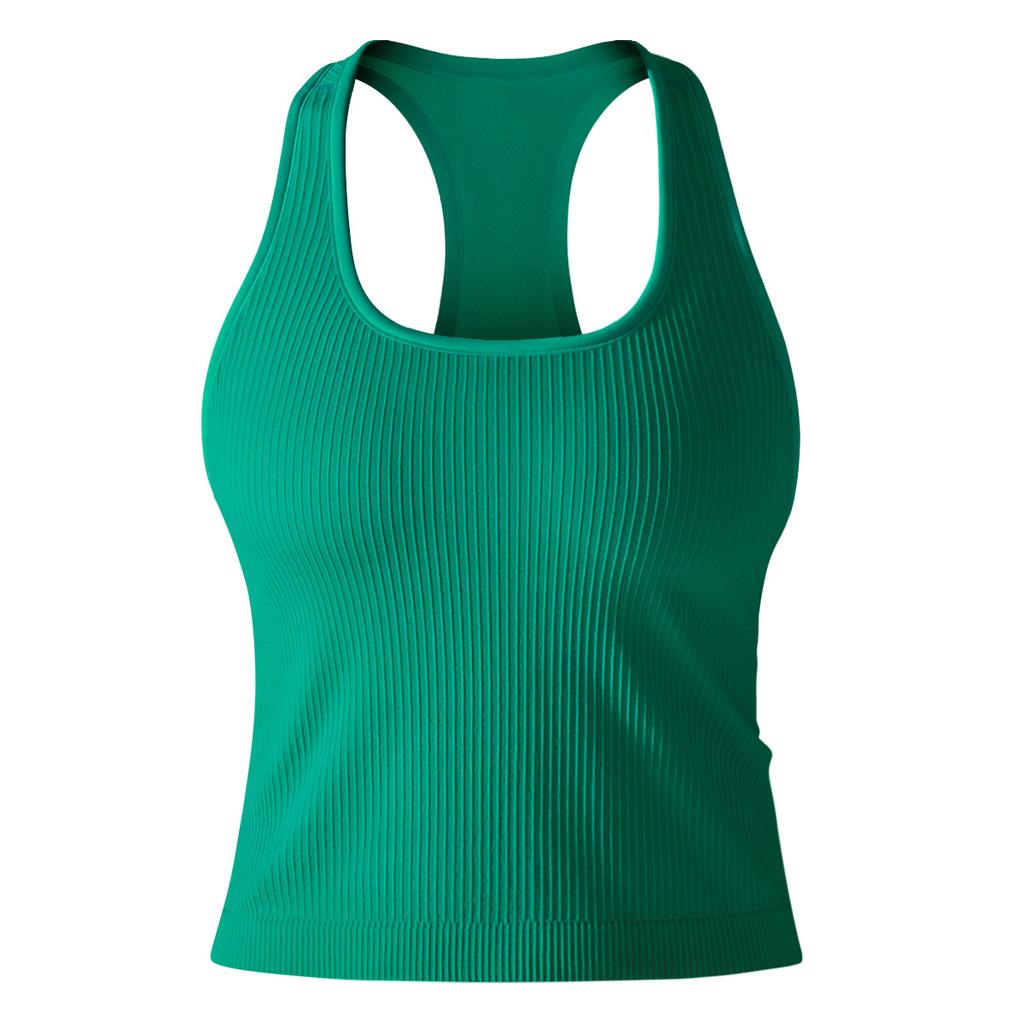 New Thread Knitted Yoga Sleeveless U-Neck Vest, Quick Drying Breathable Tight Fitting Top, Running, Fitness, Beautiful Back For Women