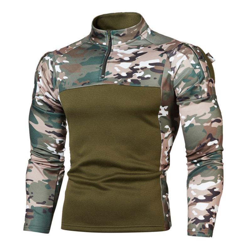 Outdoor Fitness Camouflage Jogging Pullover Men's Long Sleeved Camouflage Casual Stand Up Collar Pullover