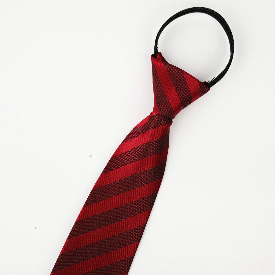 Men's No-Iron Zipper Striped Formal Tie with Logo, 8cm