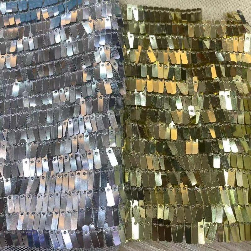 

1 ярд довжиною 3x9 мм сітчаста тканина з прямокутними паєтками для індивідуального пошиття вечірніх весільних суконь, жіночих суконь, тканин для вечірніх суконь 5yard