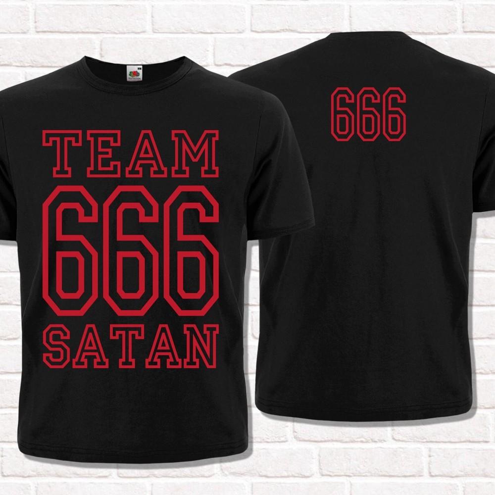 

Team Satan 666 Black T-Shirt (red print). Baphomet. Occult symbolism. Devil. S