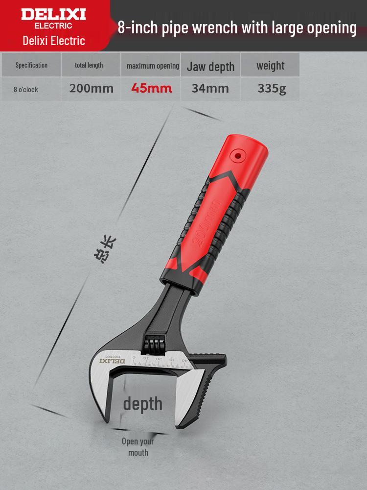 Delixi Universal Multifunctional Adjustable Wrench with Large Opening