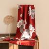 Elegant Floral Print Silk Scarf Women Double-Layer Satin Weave Wrap Shawl Chinese Style Winter Accessory