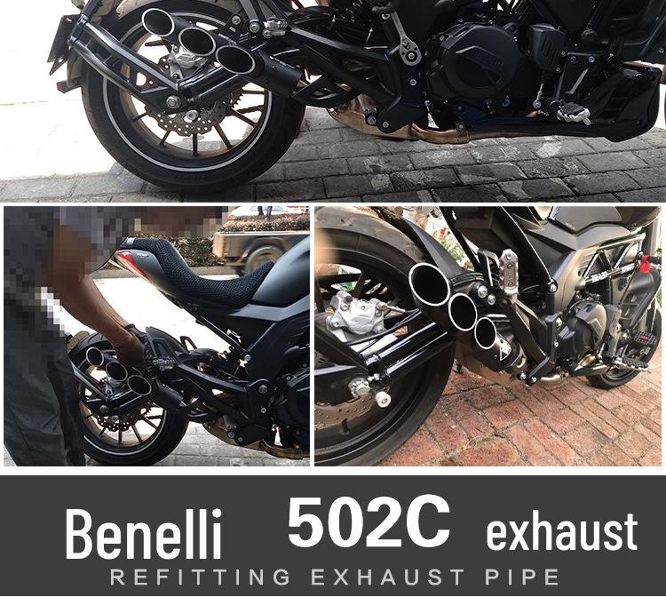 Compatible Mid and Rear Pipe Exhaust for Benelli Leoncino 500, Jinpeng TRK502, Big Devil 502C.