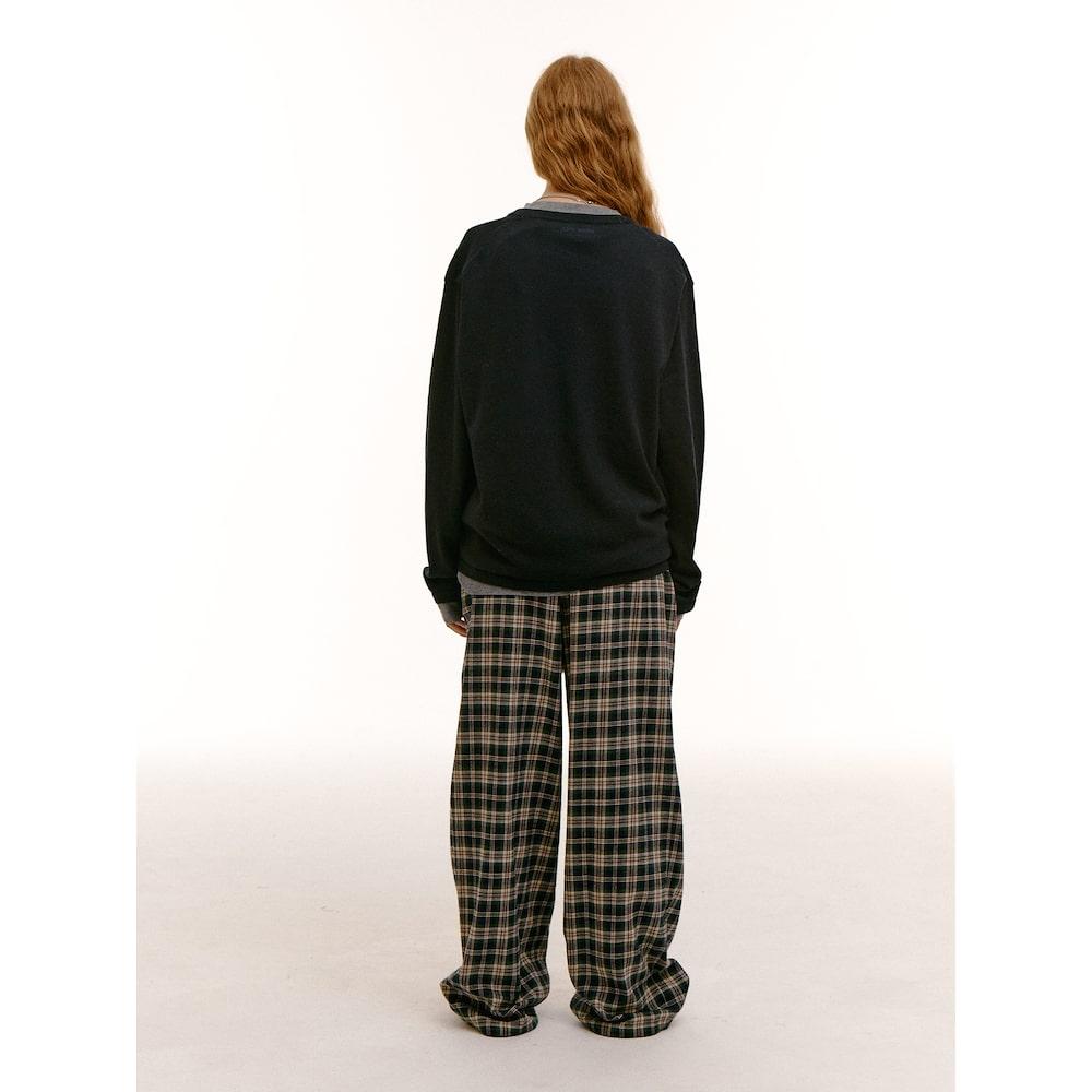 Saendeusaundeu (Unisex) Layered Wool Blend Sweater Navy
