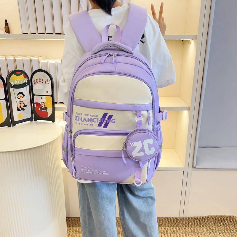 Schoolbag schoolbag female large-capacity primary and secondary school student backpack lightweight burden reduction high-value backpack Korea