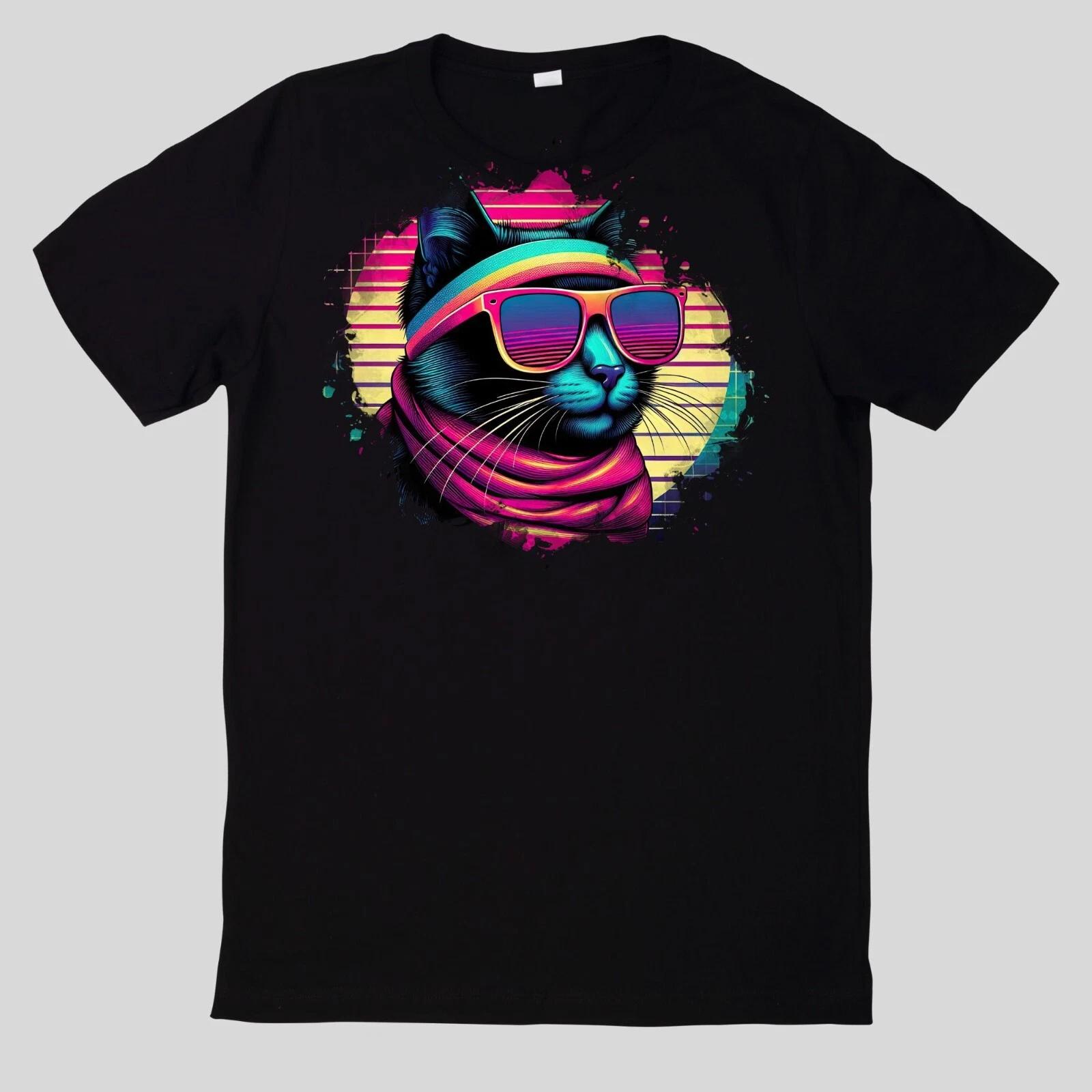 T-Shirt Aquarell Retro coole Katzen XXL