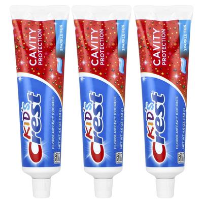 Children's, Cavity Protection, Fluoride Cavity Prevention Toothpaste, Sparkle Fun, 3-Count, 130G (4.6Oz) Each