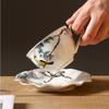 200ml Keramik Blumen Vögel Kaffeetasse Untertasse Sets Keramik Schwarztee Tasse Untertasse Nachmittagstee Paar Untertassen Wasserbecher Hausgeschenk