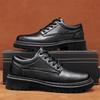 Four Seasons Casual Leather Shoes British Style Pure Black Low-top Shoes Hotel Waiter with Uniform Shoes