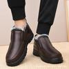Mens Winter Waterproof PU Snow Boots Thick Insulated Slip-On Warm Casual Low-Cut Middle-Aged Seniors
