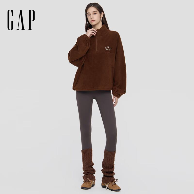 Женский флисовый свитшот Gap с вышитым логотипом на молнии до середины L