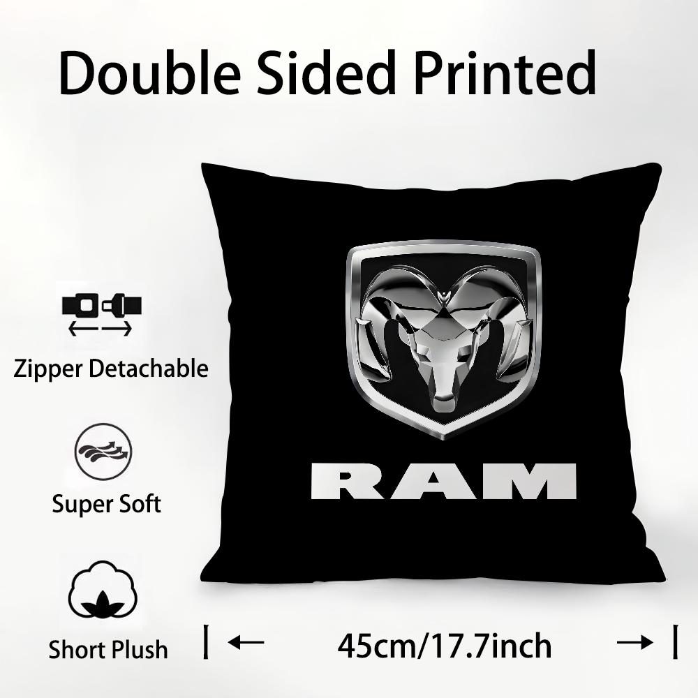 

D-Dodges Car Logo Pillow Case Plush Fabric Soft Double Sided Print Sofa Cushion Cover Throw Pillow Covers 16x16Inch