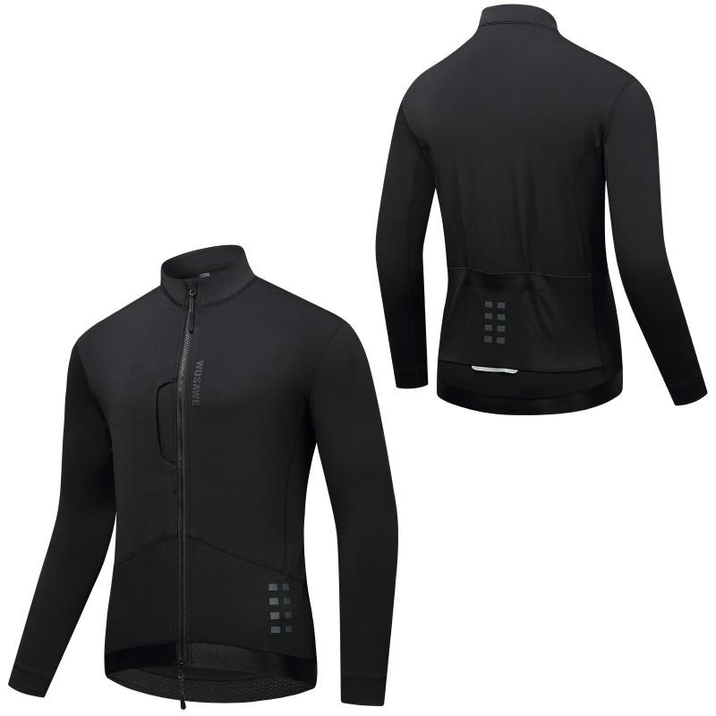 Mens Thermal Cycling Jacket Windproof Water-Resistant Fleece-Lined Long Sleeve Top Winter Riding