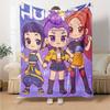Custom Name Kpop Demon Hunters Theme Printed Blanket Perfect For Couch Bed Travel Outdoor Use Machine Washable Cozy Durable
