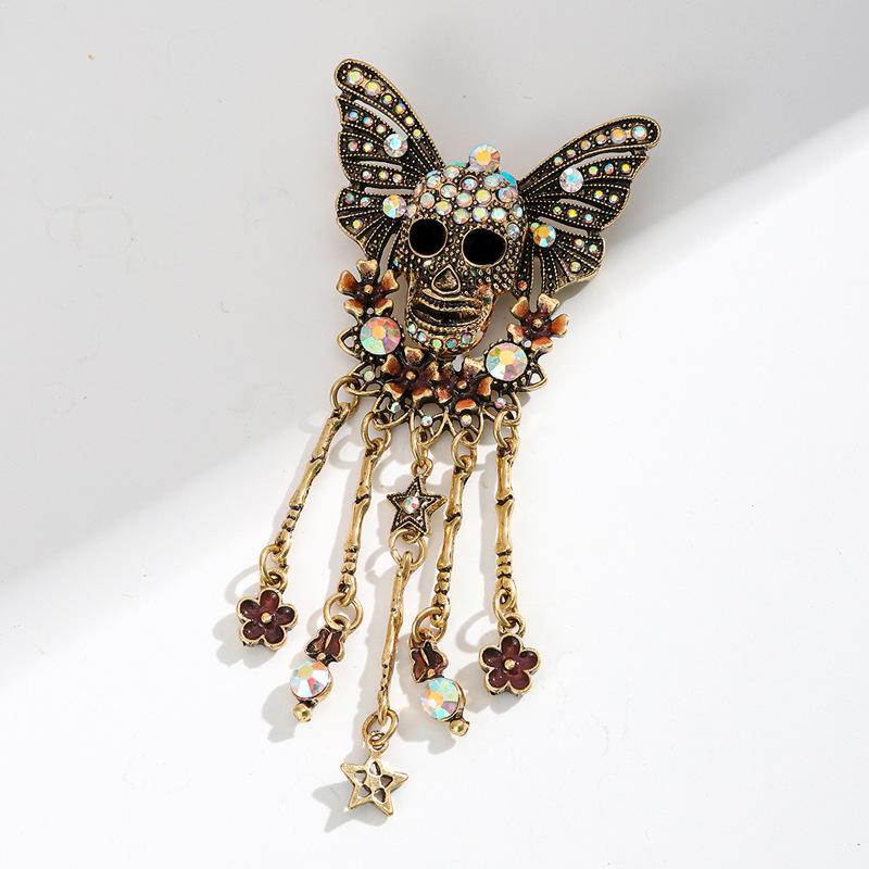 Dark Skull Tassel Retro Halloween Decorative Men's and Women's Accessories Brooch