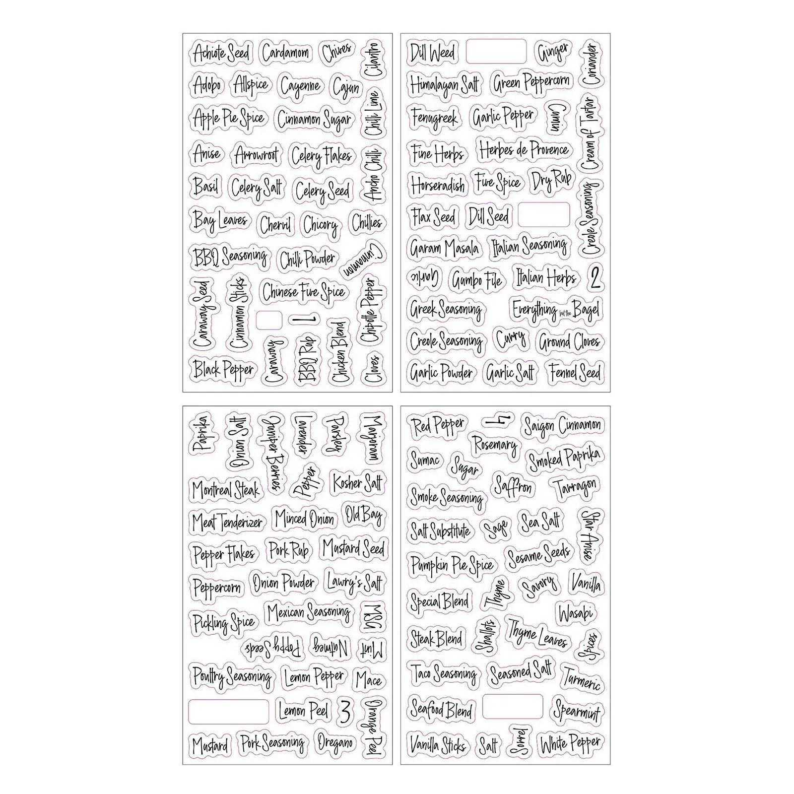 

Печатные наклейки для банок для специй, банок Мейсона для кладовой, винных бутылок и бутылок для приправ, 8 шт., многоразовые