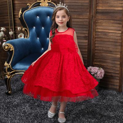 Mädchen Puffiges Prinzessinnenkleid Ärmellos Niedliches Blumenballkleid Laufsteg Klavieraufführung Weihnachtliche Aufführungskleider