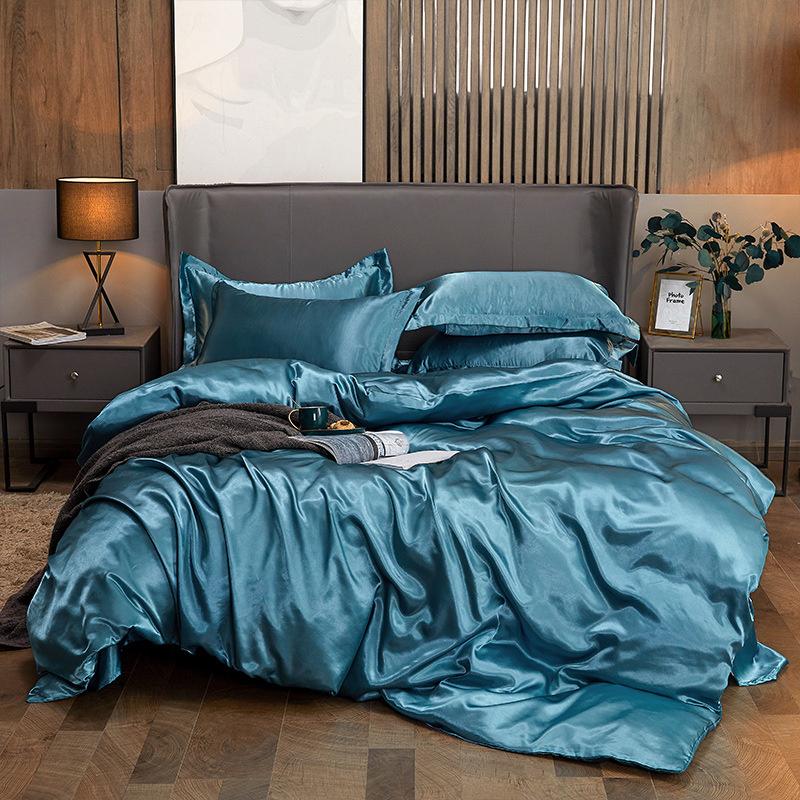 4 PCS Bedding Set Luxury Mulberry Silky Blending Bedding Set Satin Duvet Cover Set High End Single Double Comforter Cover