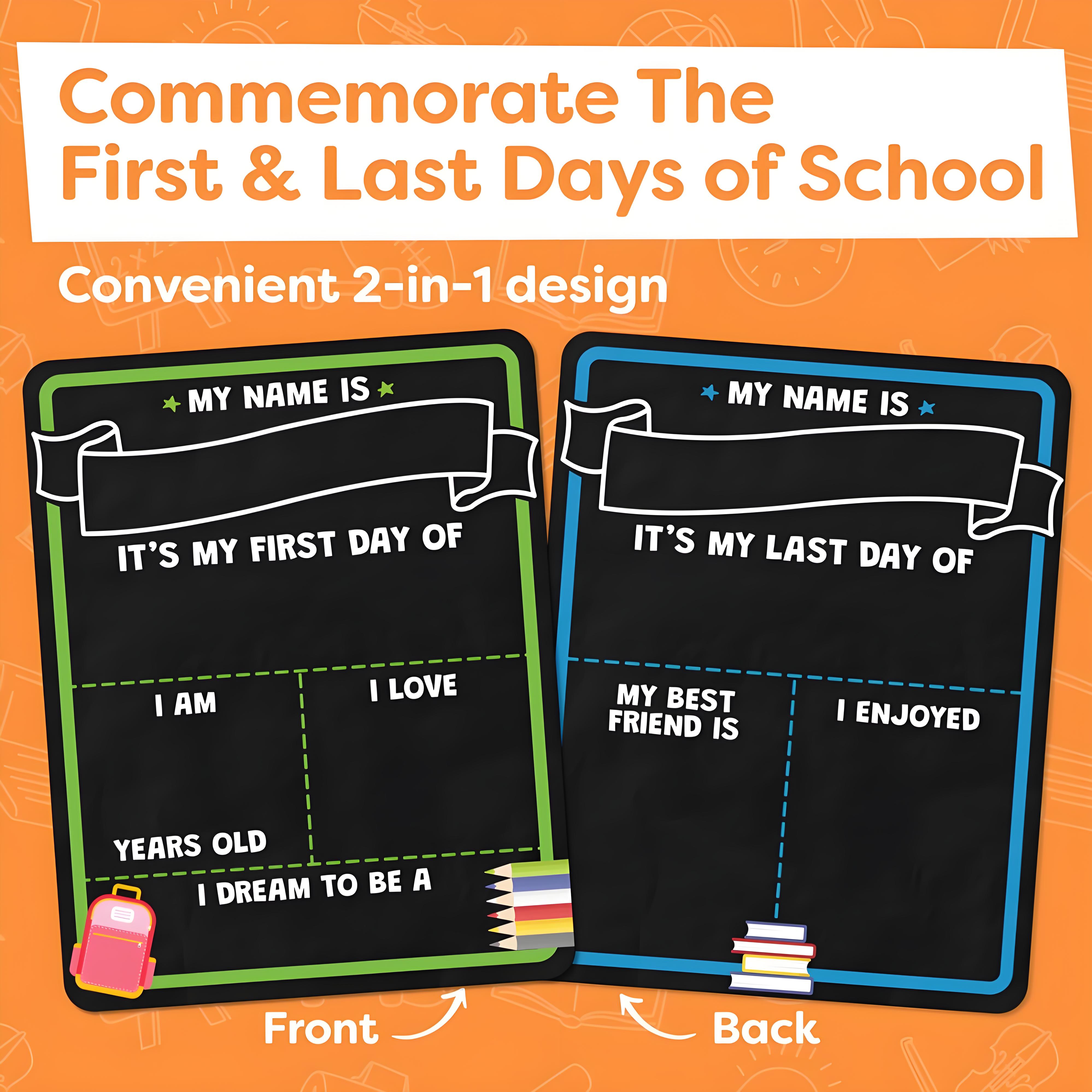 

Double-Sided Wooden Chalkboard Sign | 1st Day School Photo Prop | Reusable Back to School Memories Keepsake for Kids United States