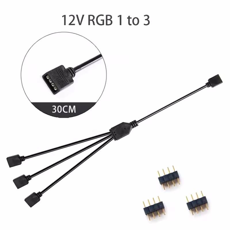 ARGB SYNC Splitter 1V 1 Pin 11V 1 Pin 1 to 1/1/1/1 11CM Mainboard ARGB Extension Cable with Protective Cap for Computer Chassis