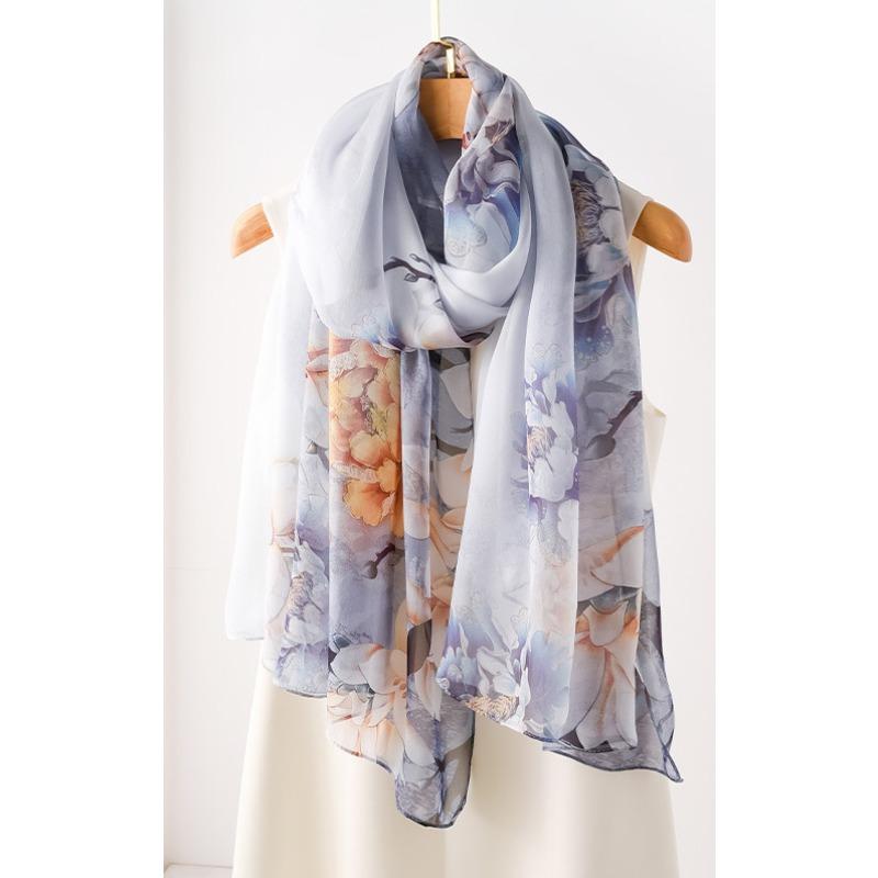 New Large Yarn Scarf Emulated Silk Scarf High-end Spring and Summer Sun Protection High-end Mother Thin Fashion Scarf