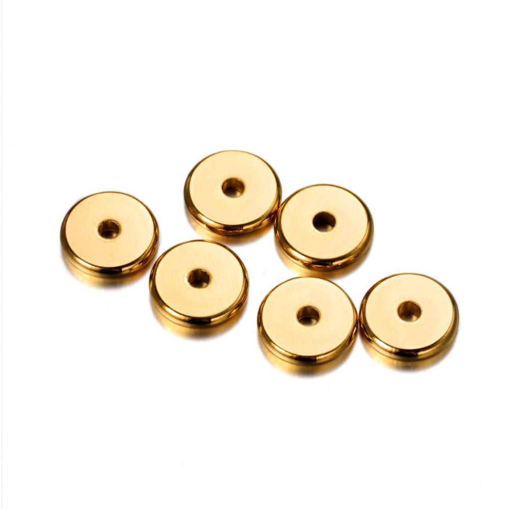 20/50Pcs 3-10mm Gold Color Stainless Steel Round Flat Crimp End Bead End Stopper Spacer Beads for DIY Jewelry Making Accessories