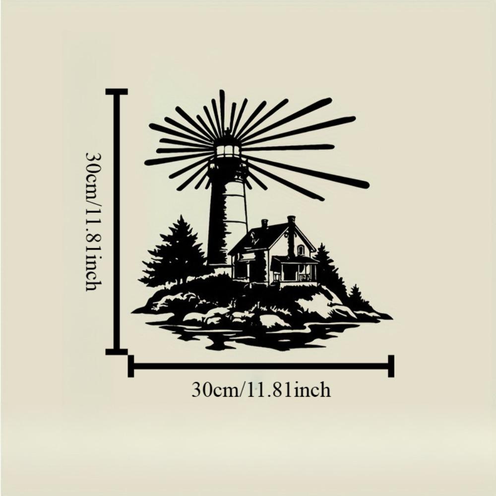

Metal Wall Art Lighthouse Island Black Design Trees Plants Christmas New Year Gift S-30cm/12inch