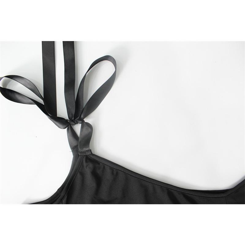 Abito da donna Pure Style Scollo obliquo Spalle scoperte Manica a tromba Allacciato Slim Moda Sexy Elegante Abito corto