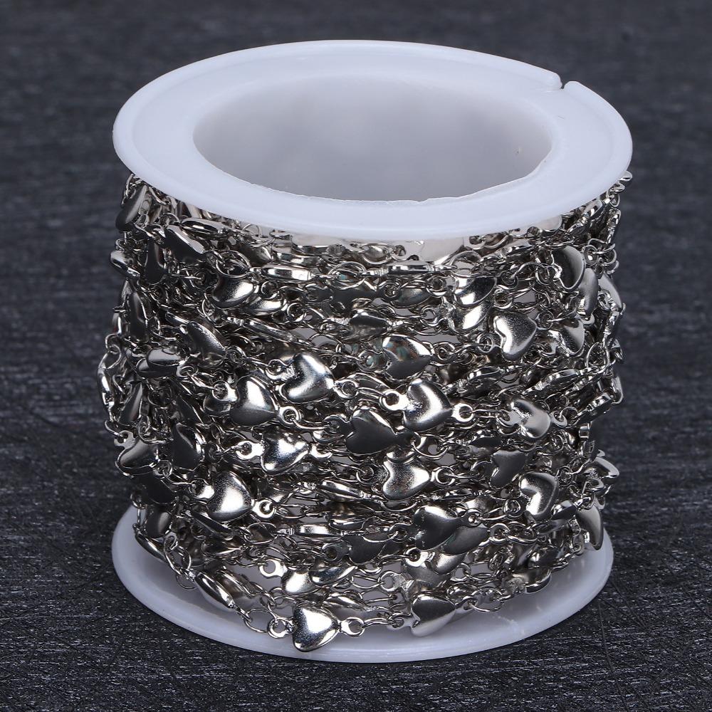 Jewelry Accessories Stainless Steel Curb Chain Peach Heart Type Steel Twisted Chain Heart Link Chain Heart Chain Craft Projects