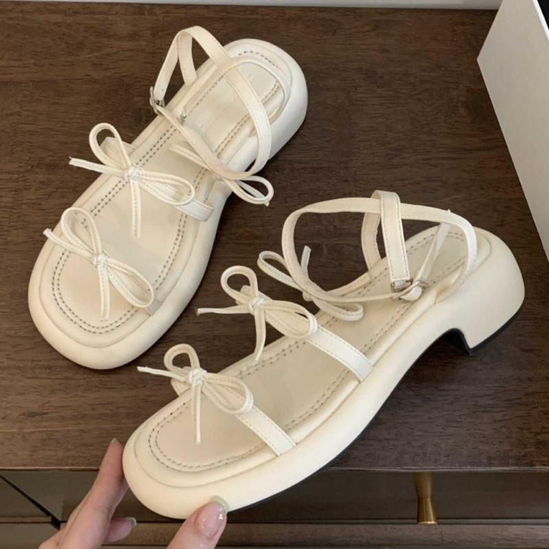 Fashion 2025 Summer New Fashion Women Sandals Casual Low Heels Outdoor Beach Flats Shoes Versatile Butterfly Knot Daily Women Sandals