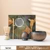 Japanese Gilded Iron Glaze Matcha Bowl and Whisk Holder - Retro Coarse Pottery for Tea Ceremony Accessories