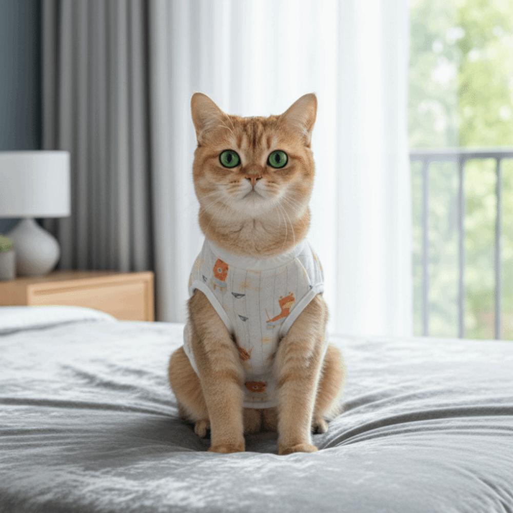Animal Print Cat Weaning Suit Breathable Pet Anti-Lick Suit Pet Sterilization Suit  Post-Op Care