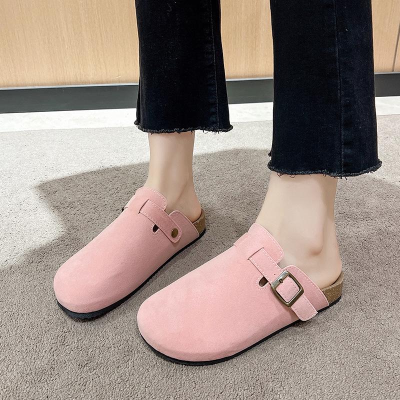 Women's Cork Baotou Slippers - Trendy Roman-Style Casual Slip-Ons In Large Sizes