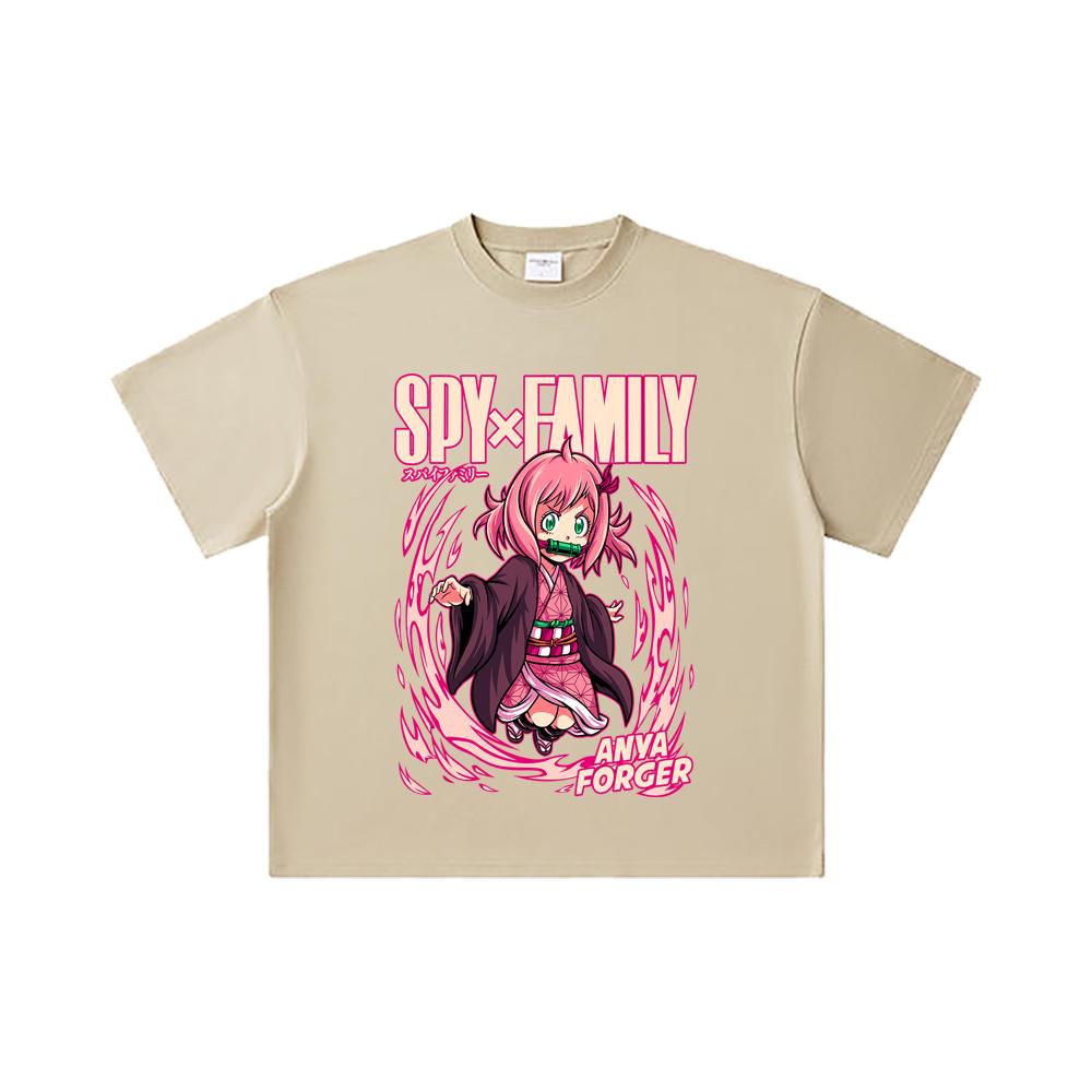 260 GSM Double Yarn 32 Count 100% Cotton Spy x Family V6 Print Unisex Heavy Cotton T Shirt