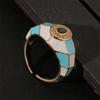 Fashion Trend Color Enamel Stitching Open Ring Dainty All -Match Contrast Finger Ring For Women Girls Geometric Jewelry Gifts