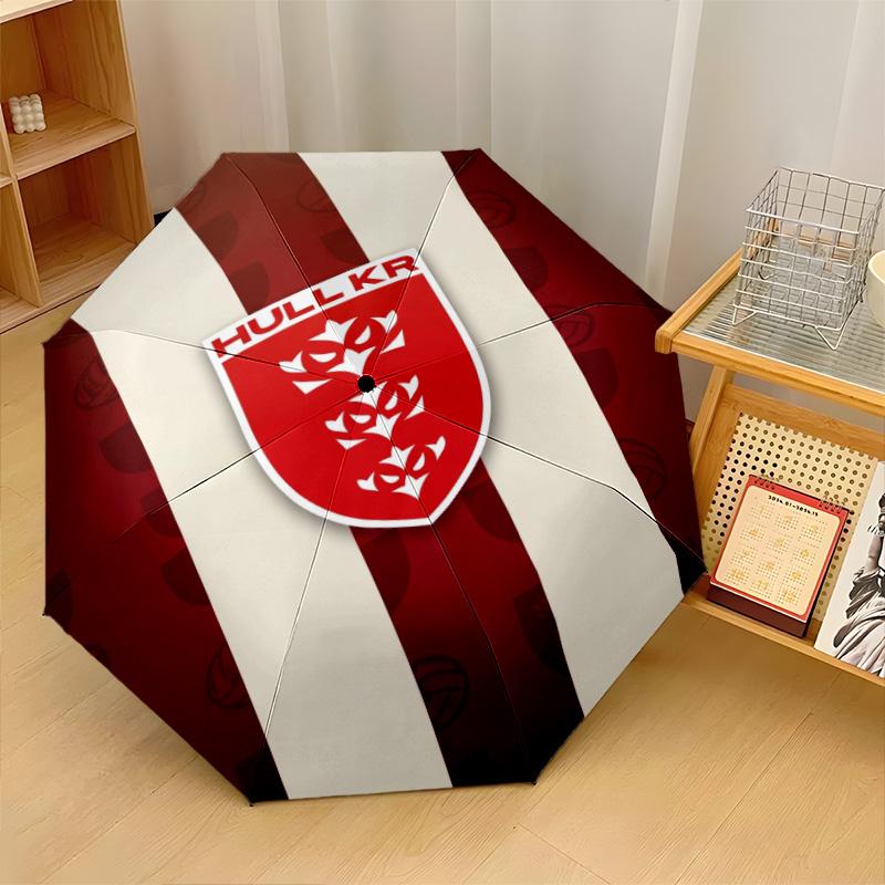 Hull KR Print Auto 8?Ribs Folding Umbrella Wind Resistant Lightweight Automatic Umbrella For Daily Travel