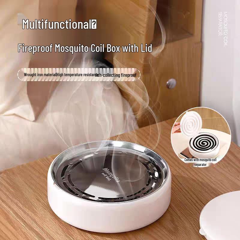 Creative Fireproof Incense and Mosquito Coil Holder with Safety Lid