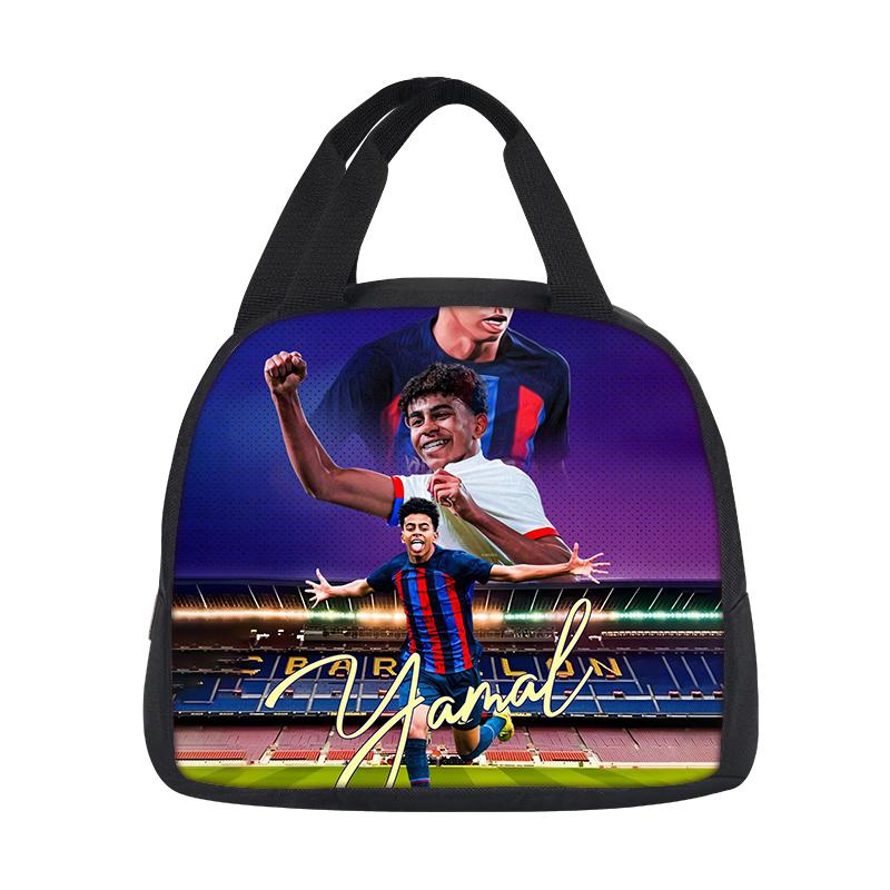 Student Bento Food Container Bags Reusable Thermal Cooler Lunch Box Football Star Handbag Insulated L-Lamin Yamal Lunch Bag