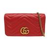 [Pre-Owned] GG Marmont Red Leather Quilted Wave Crossbody Bag With Gold Hardware And Detachable Shoulder Strap - Excellent #1A6GNDU